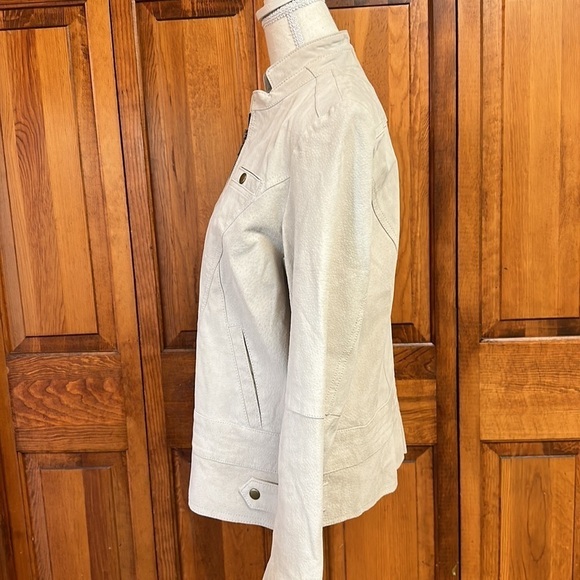 Chicos Suede Leather Birch Utility Biker Moto Jacket Chicos 1/Size 8 - Picture 4 of 13